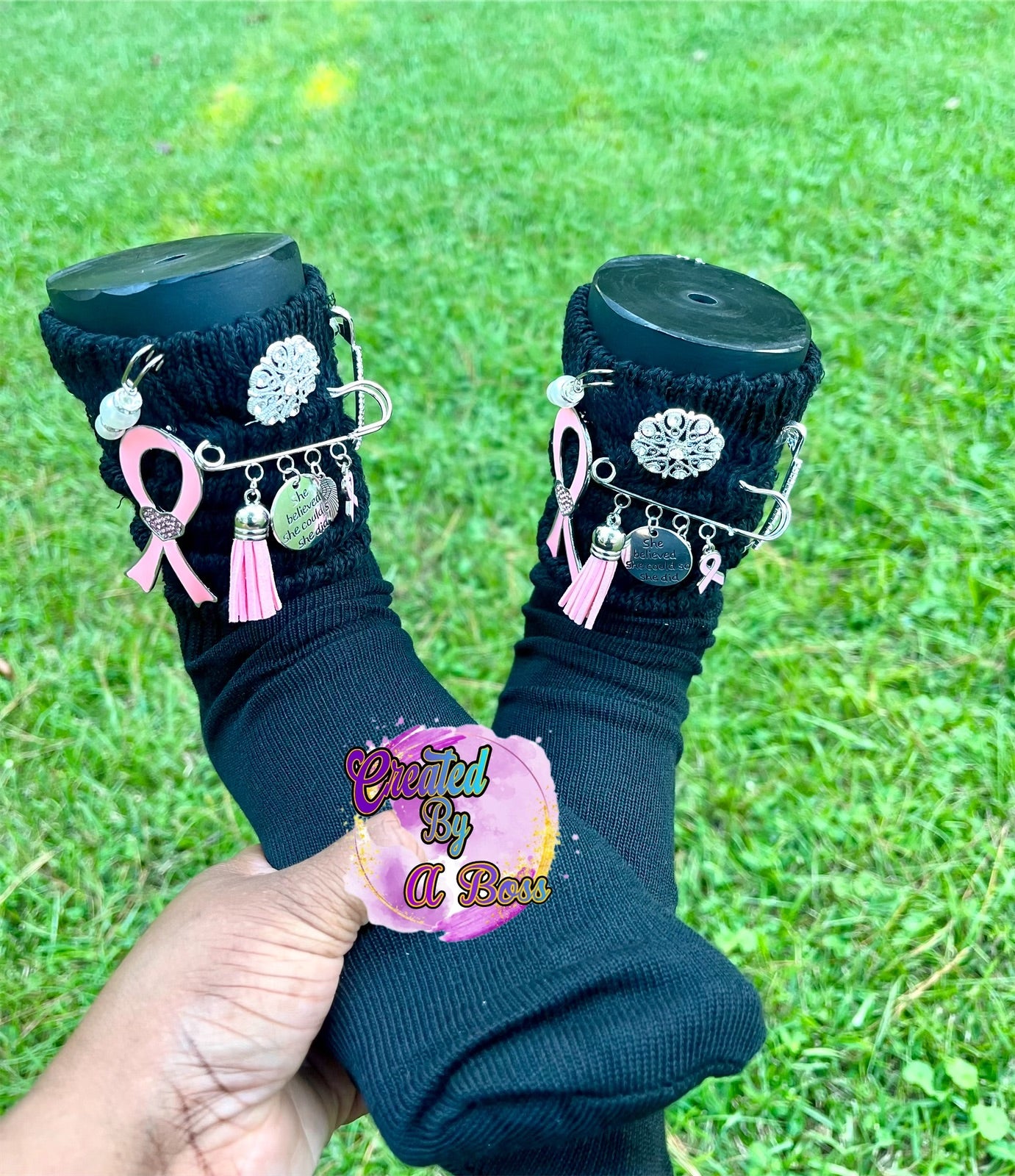 Breast cancer Charms socks