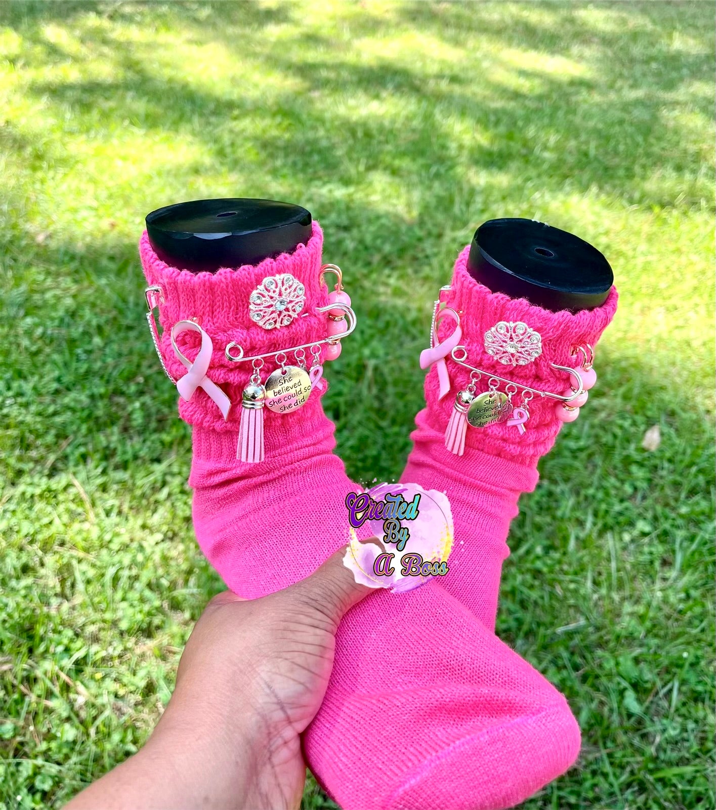 Breast cancer Charms socks