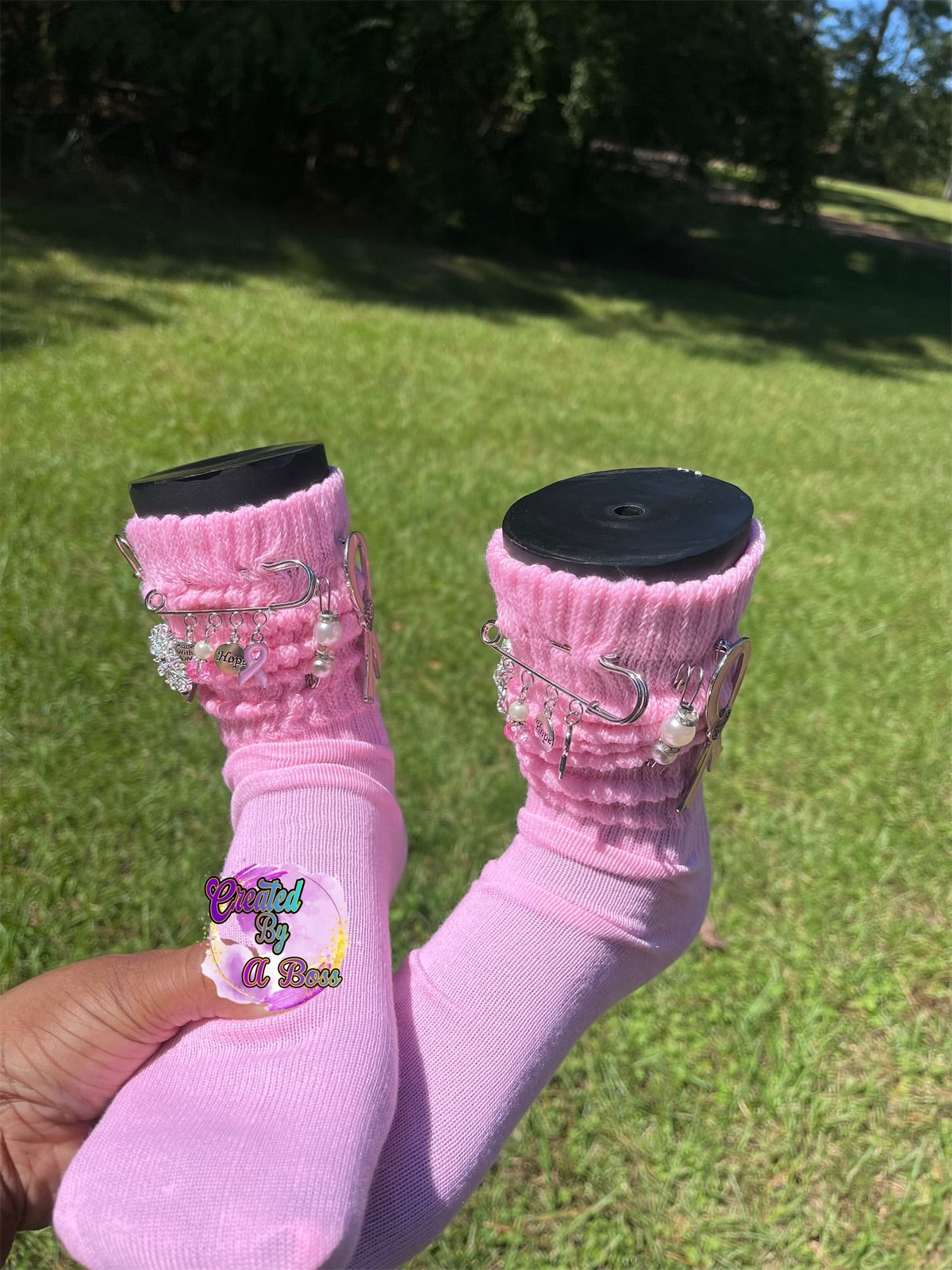 Breast cancer Charms socks