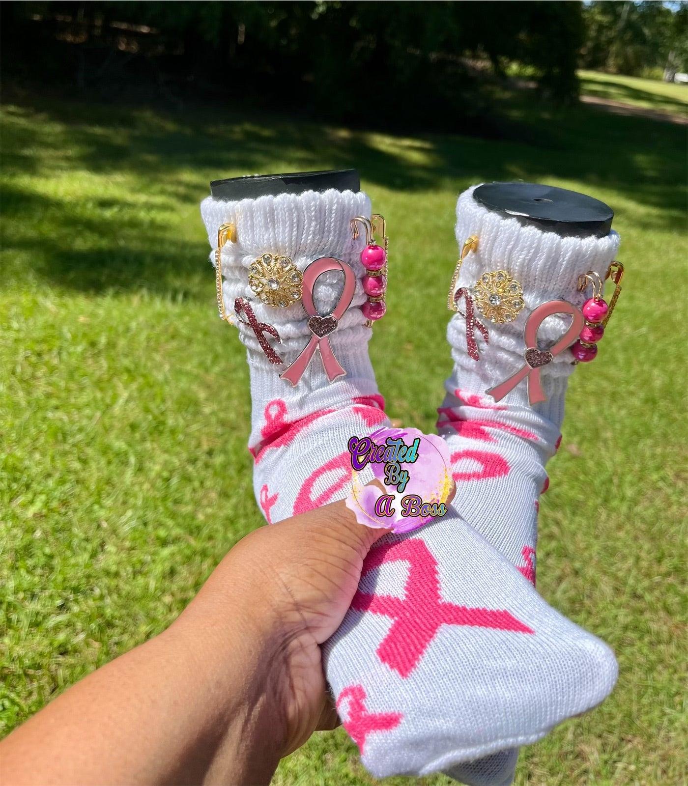 Breast cancer Charms socks